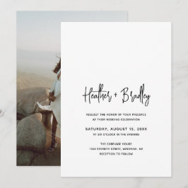 Minimalistiskt svart och vitt foto Modern Bröllop Inbjudningar