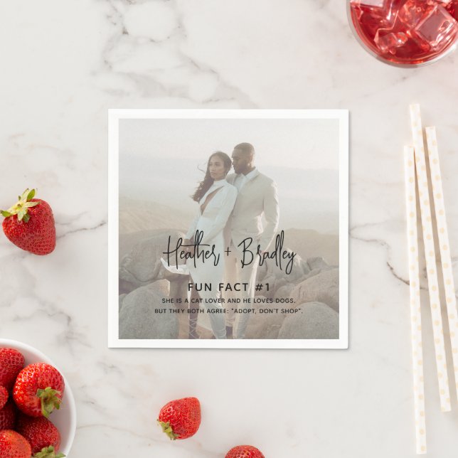 Minimalistiskt svart och vitt foto Modern Bröllop Pappersservett (Insitu)