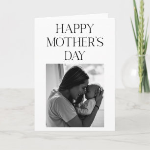 Minimalistiskt svart och vitt foto Mors dag Kort