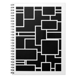 Minimalistiskt svart och vitt geometriskt blockmön anteckningsbok