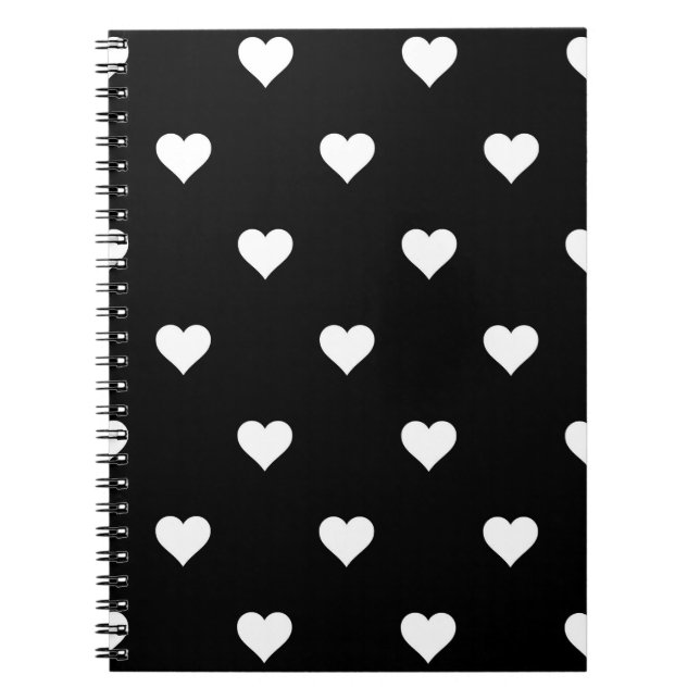 Minimalistiskt svart och vitt hjärta Mönster Anteckningsbok (Framsidan)