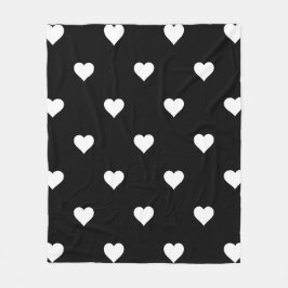 Minimalistiskt svart och vitt hjärta Mönster Fleecefilt
