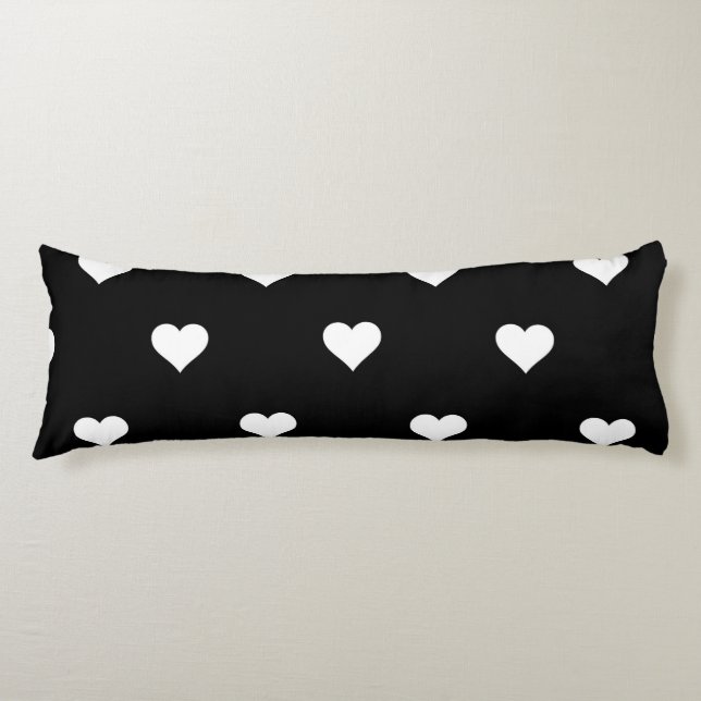Minimalistiskt svart och vitt hjärta Mönster Kroppskudde (Framsidan)