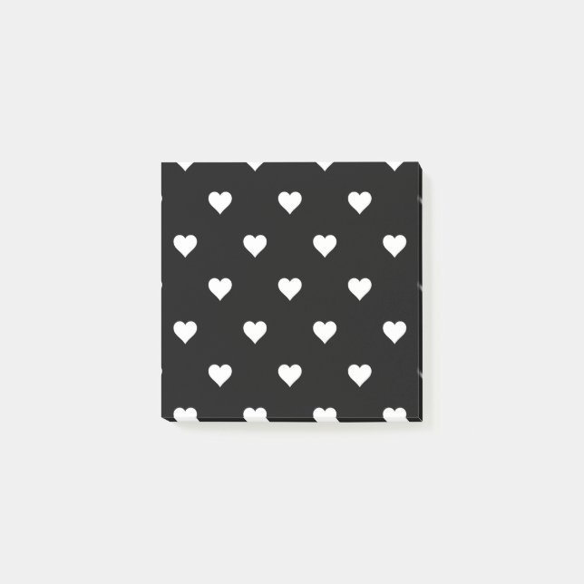 Minimalistiskt svart och vitt hjärta Mönster Post-it Block (Framsida)