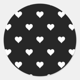 Minimalistiskt svart och vitt hjärta Mönster Runt Klistermärke