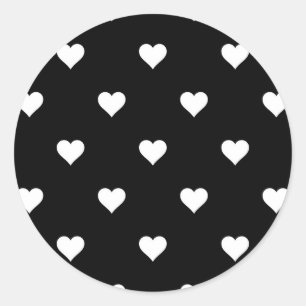 Minimalistiskt svart och vitt hjärta Mönster Runt Klistermärke