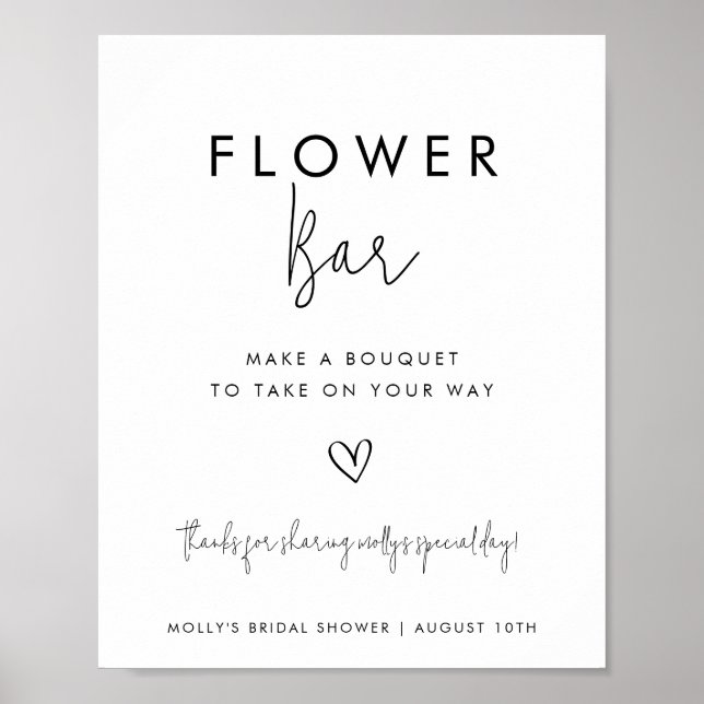 Minimalistiskt svart och vitt i Pub med hjärta Poster (Framsidan)