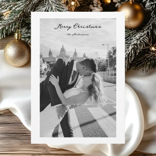 Minimalistiskt svart och vitt julfoto julkort