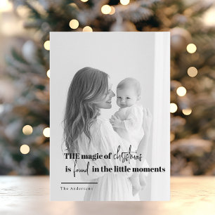 Minimalistiskt svart och vitt julfoto julkort