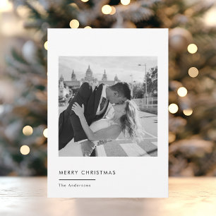 Minimalistiskt svart och vitt julfoto julkort