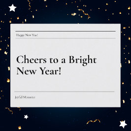 Minimalistiskt svart och vitt ljus nytt år helg vykort