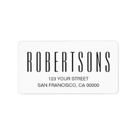 Minimalistiskt svart och vitt modernt adress adressetikett