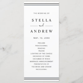 Minimalistiskt svart och vitt, modernt Bröllopspro Program