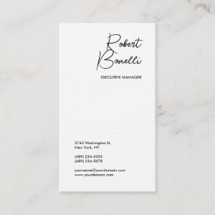 Minimalistiskt, svart och vitt, modernt, lodrätt L Visitkort