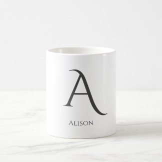 Minimalistiskt svart och vitt modernt monogram kaffemugg