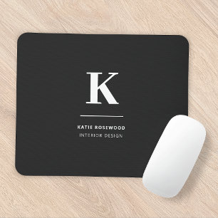 Minimalistiskt svart och vitt modernt monogram musmatta