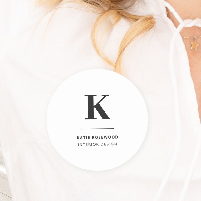 Minimalistiskt svart och vitt modernt monogram namnbricka (Skapare uppladdad)
