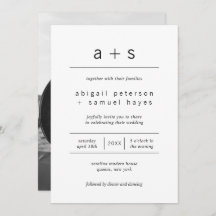 Minimalistiskt svart och vitt monogram foto Bröllo