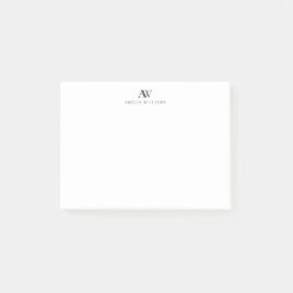 Minimalistiskt svart och vitt monogram post-it block