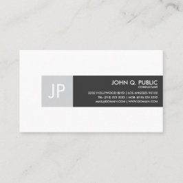 Minimalistiskt svart och vitt monogram visitkort