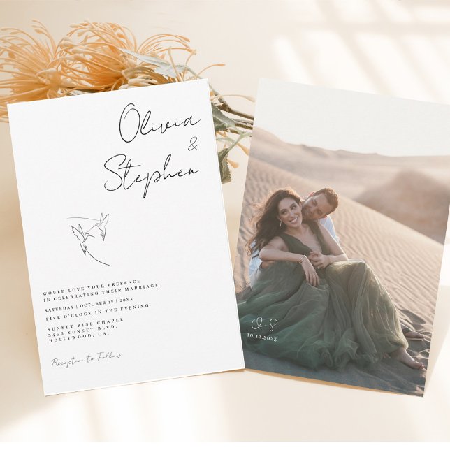 Minimalistiskt svart och vitt romantiskt foto Bröl Inbjudningar (Skapare uppladdad)