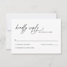 Minimalistiskt svart och vitt rosa bröllops-RSVP-k OSA Kort