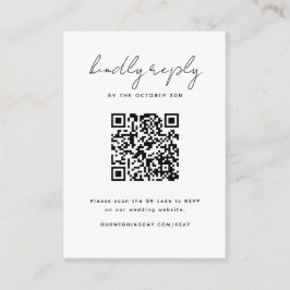 Minimalistiskt svart och vitt RSVP med QR-kodkort Anteckningskort