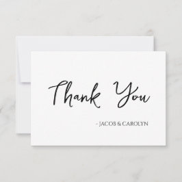Minimalistiskt svart och vitt tackkort för bröllop inbjudningar