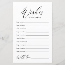 Minimalistiskt svart Önskemål för Baby-kort