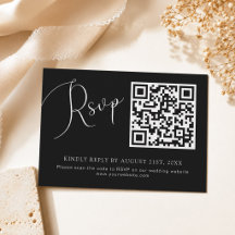 Minimalistiskt svart QR-kod bröllopswebbplats RSVP