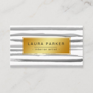 Minimalistiskt svart, rand vattenfärg Mönster Guld Visitkort