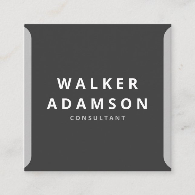 Minimalistiskt svart Silver & projektionsyta Fyrkantigt Visitkort (Framsida)