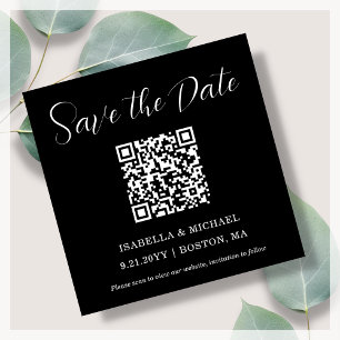 Minimalistiskt svart Spara datum QR-kod Magnet