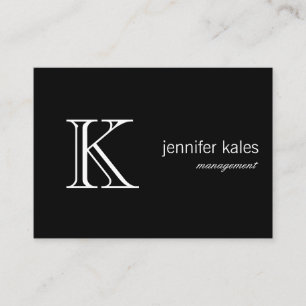 Minimalistiskt svart stort klassiskt monogram visitkort