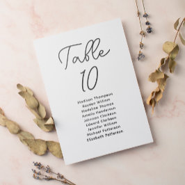 Minimalistiskt svart svart, vitt sittdiagram bordsnummer