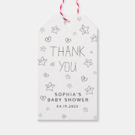 Minimalistiskt svart Tack - babykläder Presentetikett