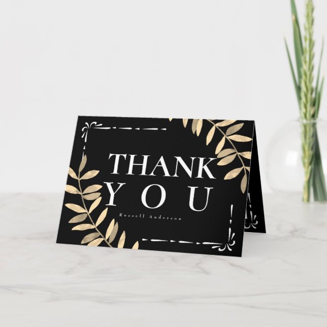 Minimalistiskt svart tack kort (Framsida)