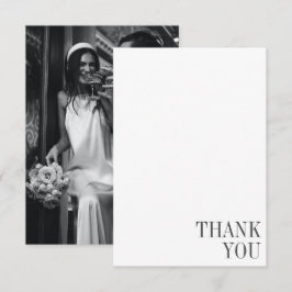 Minimalistiskt svart typografiskt foto Bröllop  Tack Kort
