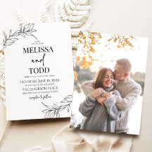 Minimalistiskt svart, vit Gren Löv Bröllop