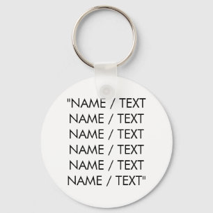 Minimalistiskt, svart, vitt, anpassat namntextmono nyckelring