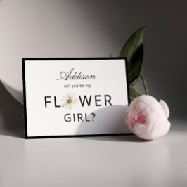 Minimalistiskt svart vitt blommig flicka förslags inbjudningar