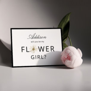 Minimalistiskt svart vitt blommig flicka förslags inbjudningar