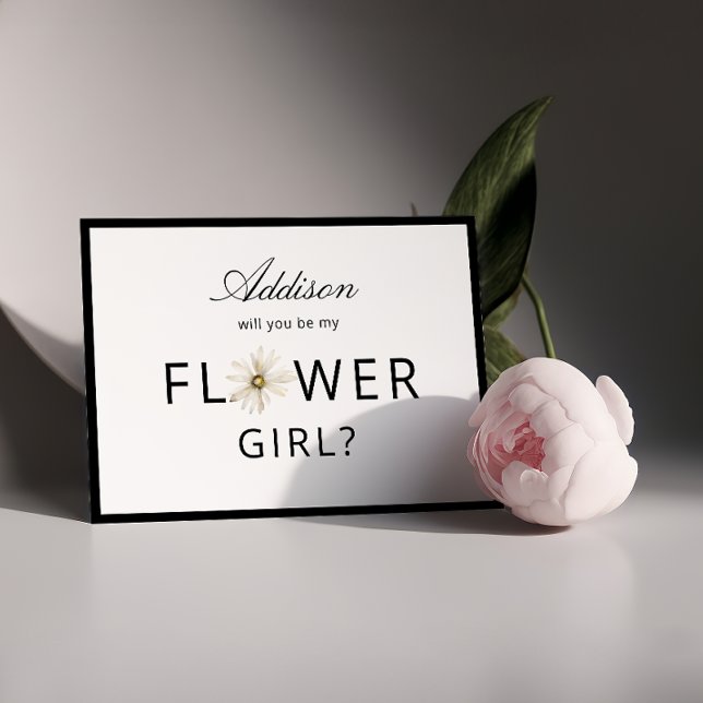 Minimalistiskt svart vitt blommig flicka förslags  inbjudningar (Skapare uppladdad)
