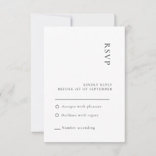 Minimalistiskt svart vitt bröllop RSVP-kort Inbjudningar