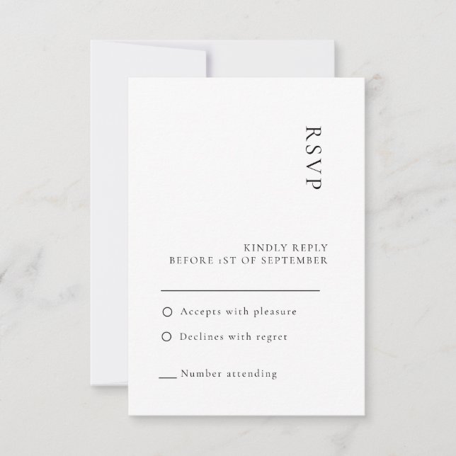 Minimalistiskt svart vitt bröllop RSVP-kort Inbjudningar (Framsida)