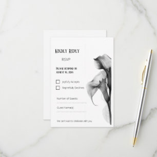 Minimalistiskt svart & vitt Calla Lily Bröllop RSV OSA Kort