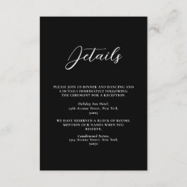 Minimalistiskt svart & vitt enkelt bröllop tilläggskort