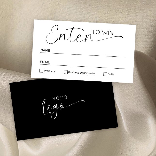 Minimalistiskt svart vitt inträde i Win Raffle Bil Placeringskort (Skapare uppladdad)