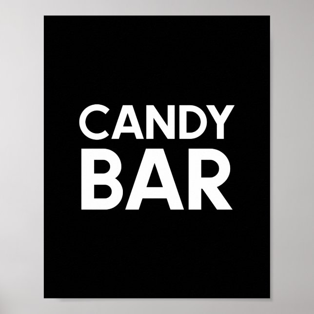 Minimalistiskt svart-vitt kandy pub bröllop-tecken poster (Framsidan)