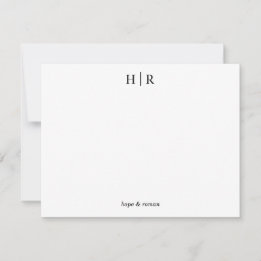 Minimalistiskt svart, vitt, klassiskt monogramante tack kort